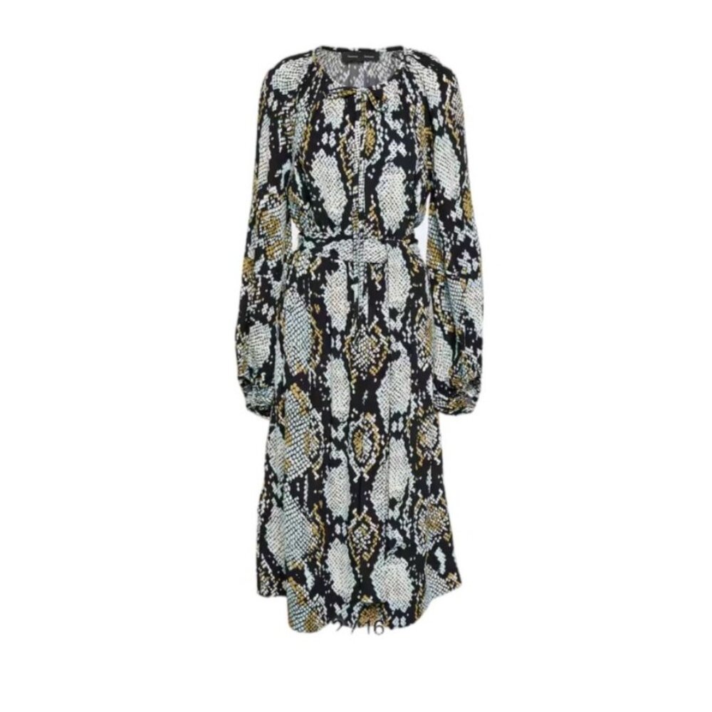 Proenza Schouler Crepe De Chine Black/White Snake Print Shirt Dress Size 8